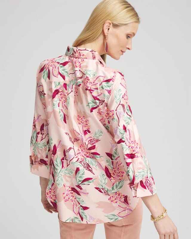 No Iron Sateen Floral Shirt - image 3
